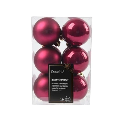 Abbildung von Decoris season decorations Weihnachtsbaumkugel, Weihnachtskugeln Kunststoff 6cm 12 Stück Granatapfel