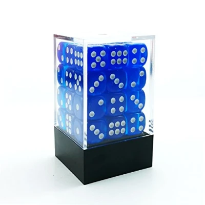Abbildung von Bescon Würfel w6 12mm 36er Brick Box, Six Sided Die (36) Block of Dice, Durchsichtige Blau m/weiße
