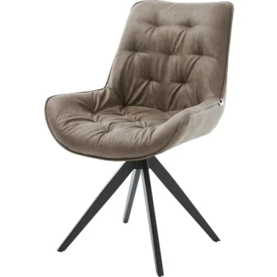 Abbildung von Drehstuhl Taimi Flex Taupe Vintage Kreuzgestell kantig Schwarz 180 drehbar