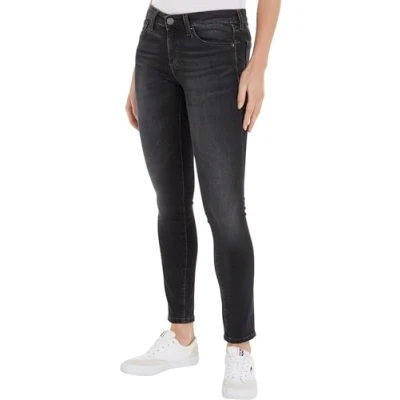 Abbildung von Tommy Jeans Skinny fit Damenjeans Low Waist mit Waschung, Logo Badge