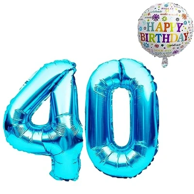 Abbildung von Luftballon 40. Geburtstag XXL Riesen Folienballon SET 101CM + 45CM Ballon 5M Deko Band 40 Helium geeignet Wiederverwendbar Männer Frauen