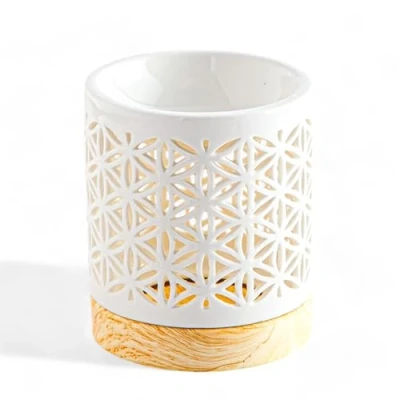 Abbildung von Parfümbrenner Ceramy Blume des Lebens Brenner Wachs Fondant Parfümiert Handwerkliches Objekt Glücksbringer Diffusor der Düfte Moderne Symbolische Geschenkdekoration 50ml H 10,5cm Zen&#039;Arôme