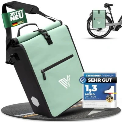 Abbildung von MIVELO 2in1 Fahrradtasche für Gepäckträger Gepäckträgertasche 100% wasserdicht Fahrrad Tasche (Mint, 25L)