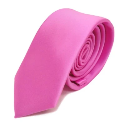 Abbildung von TigerTie Herren Krawatte 6 cm schmale Satin Tie in rosa erikaviolett pink einfarbig uni Business, festliche Veranstaltungen und Freizeit
