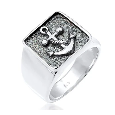 Abbildung von Kuzzoi Anker Ring silvercoloured, Herren, Größe: 62, Silver coloured