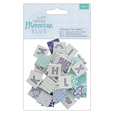 Abbildung von Papermania Capsule, holz, Marokkoblau, Wooden Tile Letters (50 pieces)