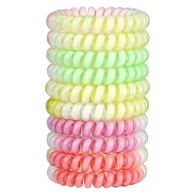 Abbildung von JessLab Spiral Haargummis, 10 Stk Spurenloses Telefonkabel Haargummis Kunststoffspule Pferdeschwanzhalter No Damage Haarschmuck für Mädchen Frauen Damen, Farbe Sortiert (#40)