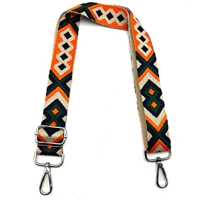 Abbildung von Schultergurt für Taschen Verstellbarer, Taschengurte zum Wechseln Dunkelblau Grün Orange 3.8cm Schulterriemen Breit mit Silber Karabiner, Umhängegurt Damen Handtaschen DIY, 9