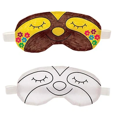 Abbildung von Baker Ross FE429 Faultier Stoff Schlafmaske zum Bemalen 2er Pack, Schlafmasken selber machen, Bastelset für Kinder Dekorieren
