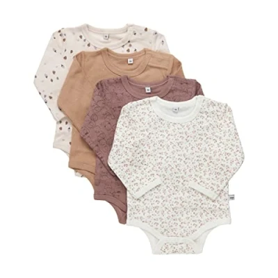 Abbildung von PIPPI Unisex Baby 4er Pack Body LS Kleinkind Unterwäsche Satz, Burlwood, 86