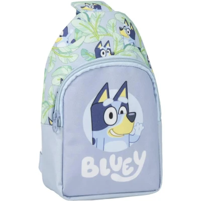 Abbildung von Bluey Schulrucksack Farbe Blau 13x23x7cm Hergestellt aus Polyester Kinderschultertasche mit verstellbaren Griffen Hauptfach Originalprodukt, entworfen in Spanien