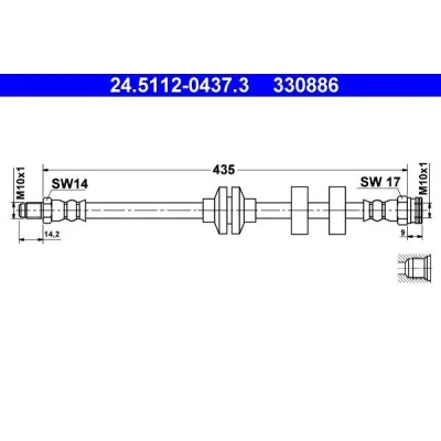 Abbildung von ATE 24.5112 0437.3 Bremsschläuche 435 M10x1 ALFA ROMEO: 156 Sportwagon, Limousine, GT, FIAT: Multipla