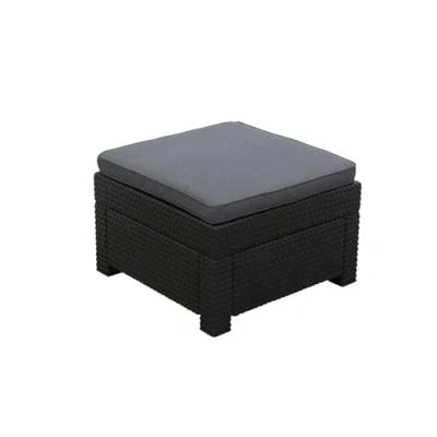 Abbildung von Keter Provence Hocker Premium Panama anthrazit mit Kissen extrem Bequemer Outdoor aus Rattan Set Erweiterung zu Loungemöbel