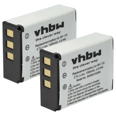 Abbildung von vhbw 2X Akku Ersatz für Fujifilm NP 170, NP170, 85 Videokamera Camcorder (1300 mAh, 3,7 V, Li Ion)