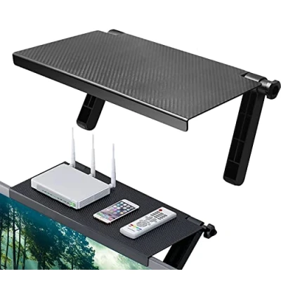 Abbildung von Bildschirm Oberes Regal, 33x16 cm Einstellbares Bildschirmregal TV Top Regal Monitorständer, Monitor Speicherregal für Lautsprecher, Media Boxen, Router, Fernbedienung, Spielekonsole