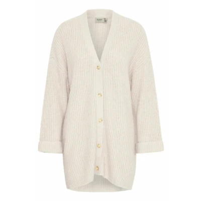 Abbildung von Fransa Beverly CAR Strickjacke, Damen, Größe: Large, Limestone melange