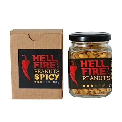 Abbildung von I LOVE Spicy Hellfire Peanuts 100 g Scharfe Geröstete Erdnüsse mit Habanero Chili Pfeffer und Gewürzen Schärfe 3/5