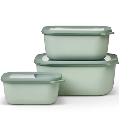 Abbildung von Mepal Vorratsdose Multischüssel Set Cirqula rechteckig 3 teilig 750, 1500 und 3000 ml, Polypropylen (PP), Thermoplastische Elastomere (TPE)