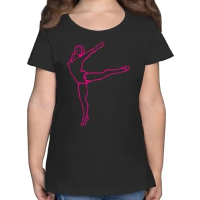 Abbildung von t Shirt Mädchen Kinder Sport Kleidung Rhythmische Sportgymnastik 104 (3/4 Jahre) Schwarz 25. Geburtstag Gymnastik mädels Tshirt Sportshirt Gymnastik. Kurzarm Turnen Shirts
