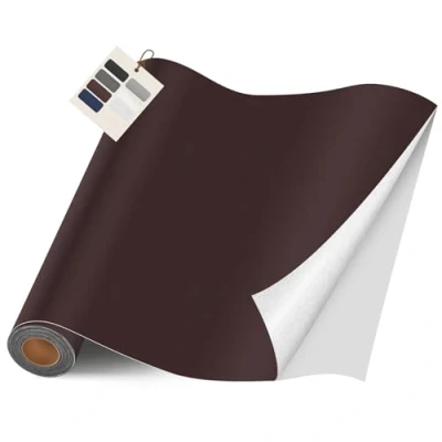 Abbildung von Leder kunstleder selbstklebend, 40 x 400cm Reparatur set, Kit für Möbel, Sofa, Autositze, Taschen, und Renovierung(Glatt Dunkelbraun)