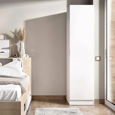Abbildung von Dmora Cusna, Garderobenschrank für Schlafzimmer, 1 türiger Kleiderschrank, 41 x 52 184 cm, Weiß, Holzwerkstoff