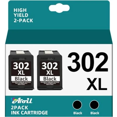 Abbildung von 302 Druckerpatronen Wiederaufbereitet für HP Schwarz Envy 4525 Kompatibel OfficeJet 3831 5230 DeskJet 3630 3636 4520 4527 (2 Pack)