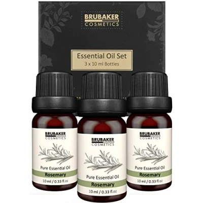 Abbildung von BRUBAKER Duftöl 3er Set Rosmarin Öl Konzentration, Kreativität (Naturrein &amp; Vegan, 3 x 10 ml Rosmarinöl), Ätherische Öle Aromatherapie Geschenkset