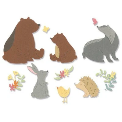 Abbildung von Sizzix Thinlits Stanzschablonenset, 11er Pack, Nature Friends von Lisa Jones 666126 Stanzschablone aus Metall für Kartenherstellung, Scrapbooking, Papierhandwerk und mehr, Kunststoff, One Size