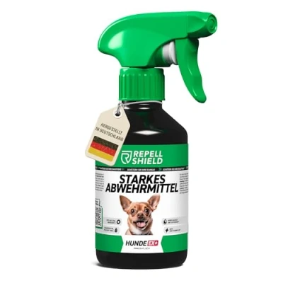 Abbildung von RepellShield® Hundeabwehrspray 250ml Nicht färbend Hunde Abwehrspray zur Ausbildung &amp; Erziehung Bitterspray Hund Abschreckung gegen Kauen Beißen von Möbeln Hundeschreck Urinieren