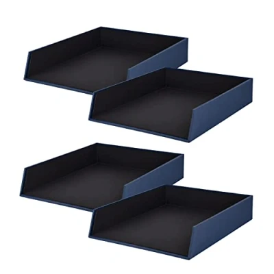 Abbildung von Rössler Papier 1335452900 4 S.O.H.O Ablagekorb für DIN A4, Navy, Stück, Ablagefächer stapelbar, Briefablage 26 x 6 32 cm