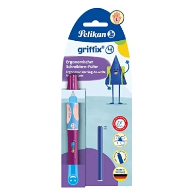 Abbildung von Pelikan® Füllhalter Griffix zum Schreiblernen Mittelfeder Für Tinte Linkshänder Büro Schule Arbeit Kalligraphie Komfortables und glattes Schreiben Sweet Berry