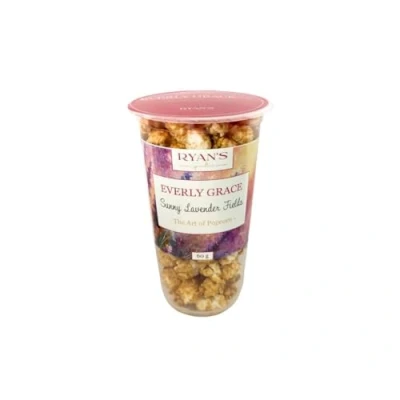 Abbildung von Everly Grace Popcorn Sunny Lavender Fields, 60 g, Gourmet Becher mit Zitronen Lavendel Überzug, Handgefertigt in Deutschland, Sommerlicher Snack für Genießer, Perfekt unterwegs