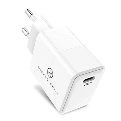 Abbildung von Wicked Chili 20W USB C Netzteil mit Power Delivery Fast Charge Steckernetzteil (USB PD 3.0 Schnellladegerät für iPhone 15 / 14 13 12)