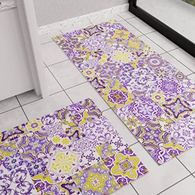 Abbildung von PETTI Artigiani Italiani Teppich für Küche, rutschfest, waschbar, Läufer Teppich, Küchenläufer, 52 x 380 cm, Design Vietri Violett, 100% Made in Italy