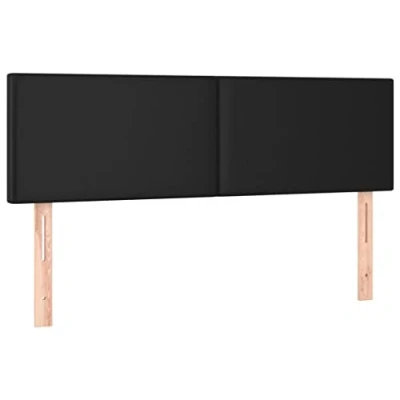 Abbildung von vidaXL Kopfteil 2 STK., Bettkopfteil mit Holzbeinen, Höhenverstellbar Polsterkopfteil für Bett, Betthaupt Bettzubehör Schlafzimmer, Schwarz 72x5x78/88cm Kunstleder