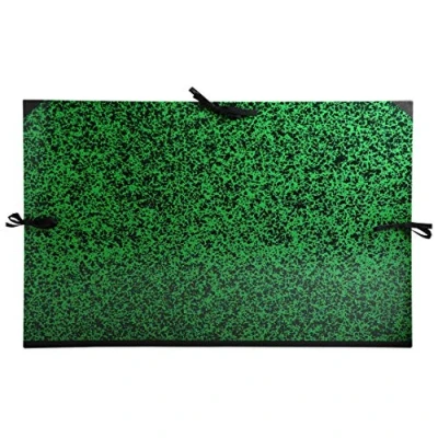 Abbildung von Exacompta 533600E Zeichenmappe Annonay für 75 x 110cm, mit Verschlußband Aus Stoff. extra starkem Karton 3cm Rückenbreite schwarz grün marmoriert ideal zum transportieren und aufbewahren
