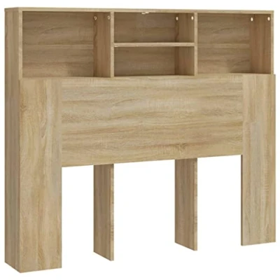 Abbildung von vidaXL Bett Kopfteil mit Ablagen Regal Wand Bücherregal Betthaupt Bettkopfteil Schlafzimmer Sonoma Eiche 120x19x103,5cm