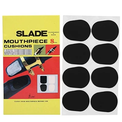 Abbildung von 8 Stücke Mundstück Kissen, 0,8mm / 0,3mm 0,5mm Gummi Saxophon Sax Klarinette Patches Pads Kissen (Schwarz)(0,8 mm 0,03 Zoll)
