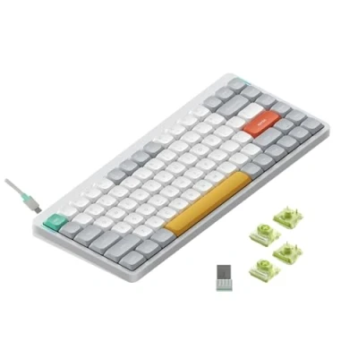 Abbildung von nuphy Air75 V2 Kabellose mechanische Tastatur, 84 Tasten RGB Hot Swap unterstützt Bluetooth 5.1, 2.4G und kabelgebundener Verbindungc für PC/Laptop/Windows/Mac White Gateron Aloe Switch