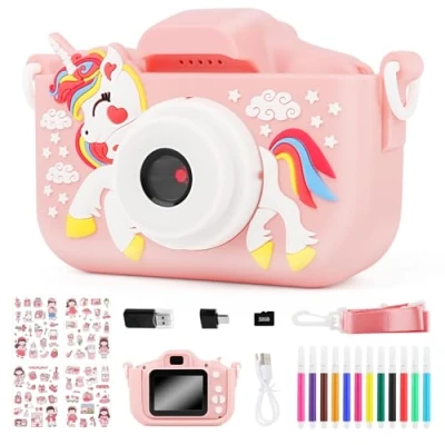 Abbildung von Digitalkamera Kinder, MXTIMWAN 1080P HD Kinder Kamera, 2,0 Bildschirm Anti Drop Fotoapparat mit 32GB TF Karte, für Geburtstagsgeschenk Weihnachten Schulgeschenk