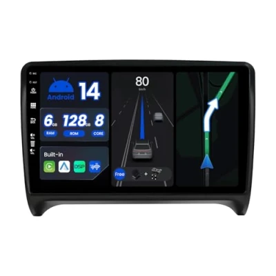 Abbildung von JOYX [6G+128G] Android 13 IPS Autoradio Passt für Audi TT (2006 2011) Kabellos CarPlay/Android Auto/DSP LED Kamera &amp; MIC 9 Zoll 2 Din DAB Lenkradsteuerung Fast Boot 360 Camera WiFi AHD 4G