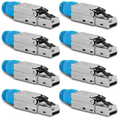 Abbildung von NAUC CAT 8 RJ45 Netzwerkstecker 8X Stecker Steckverbinder mit Zugentlastung geschirmt werkzeuglos CAT8.1 LAN Netzwerkkabel