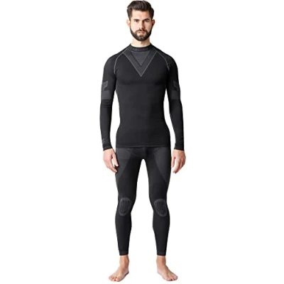 Abbildung von Ladeheid Herren Winter Thermounterwäsche Funktionsunterwäsche Set Langarm Shirt Lange Unterhose Thermoaktiv LAGI003 (Schwarz/Graphite, M)