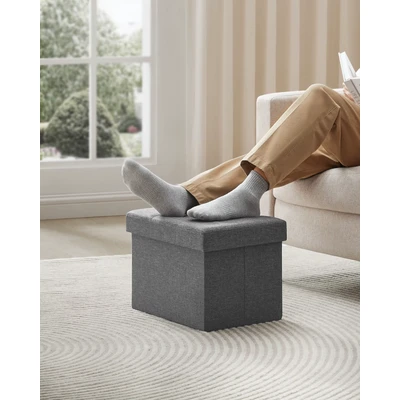 Abbildung von SONGMICS Sitzhocker mit Stauraum, kleine klappbare Sitzbank, 31 x 41 cm Fußbank, Aufbewahrungsbox, bis 130 kg belastbar, für Wohnzimmer Schlafzimmer Schlafsaal, dunkelgrau LSF102G01