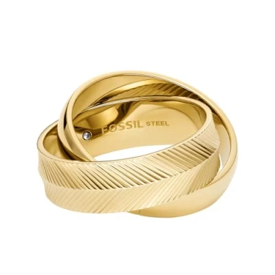 Abbildung von Fossil Damenring Harlow Interlocking Links Edelstahl goldfarben, JF048067109