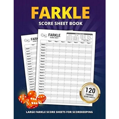 Abbildung von Farkle Score Sheet Book: 120 Large Sheets For Scorekeeping Size Personal Record Keeper Book Dice Game