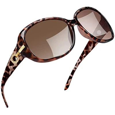 Abbildung von Joopin Klassische Polarisierte Sonnenbrille Damen Leopard Retro Groß Elegant UV400 Vintage Brille Braun Übergroß mit Übergroßer Rahmen (Elegant Leopard)