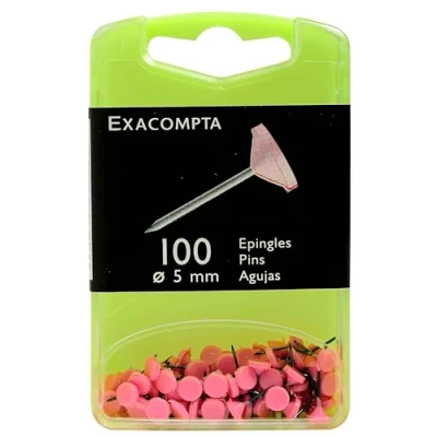 Abbildung von Exacompta 14508E 100er Pack Flachkopfnadeln einfarbigen Spitzenläge 8mm Durchmesser 5mm rosa