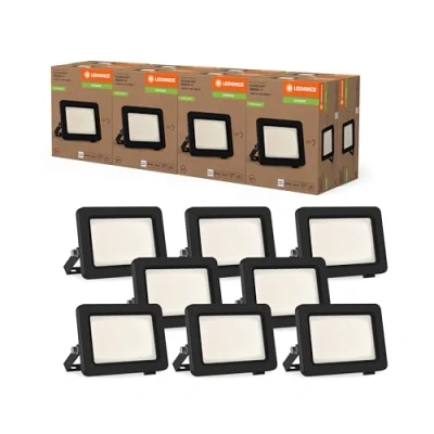 Abbildung von LEDVANCE LED Flutlicht mit Energieeffizienzklasse A, schwarzes Aluminiumgehäuse, 5 W, 870 lm, für Außenanwendungen, kompaktes Design, leichtes Gewicht, einfache Montage, 8 pack