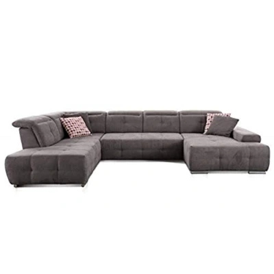 Abbildung von CAVADORE Wohnlandschaft Mistrel mit Longchair rechts / Großes Schlafsofa in U Form Inkl. Kopfteilfunktion und großer Liegefläche (125 x 270) 343 77 93 228 Kati Fango